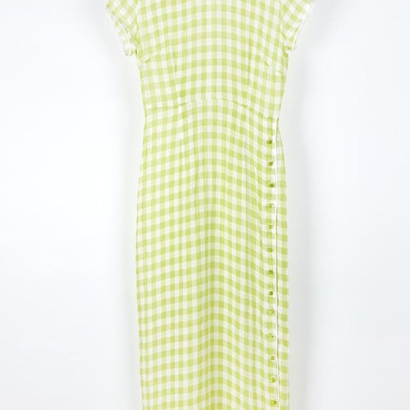 Gingham Check Midi Dress in Green - Picture 7 of 7